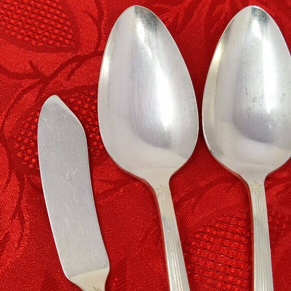 5X Serving Pieces 1939 ROYAL ROSE Oneida Nobility Plate Silverplate Spoons Sprea - Picture 4 of 13